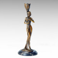 Castiçal Estátua Flor Senhora Candlestick Bronze Escultura Tpch-063 ~ 066